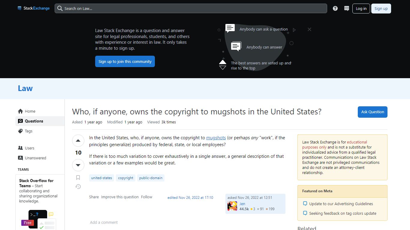 Who, if anyone, owns the copyright to mugshots in the United States ...